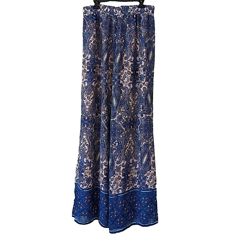 C est 1946 Border Print Palazzo Wide Leg Pants Size Small